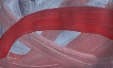 Modern painting. Hand-drawn abstract background with red and gray interlacing stripes. A print design element. Poster for the interior