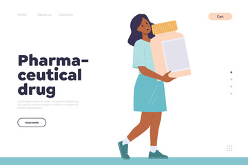 Pharmaceutical drug landing page design website template for sale online medical support service