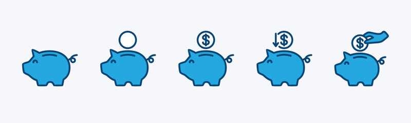 Piggy bank icon. Piggy bank saving money icon. Baby pig piggy bank. Savings icon symbol. Vector illustration