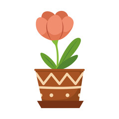 Vector illustration of flower in ceramic pot