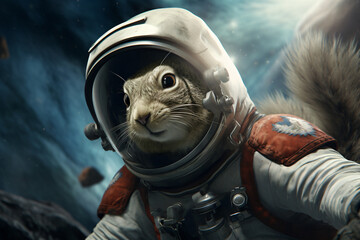 Fototapeta na wymiar squirrel with astronaut suit