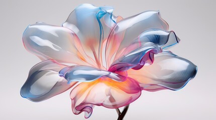  a close up of a flower on a white background with a blurry image of a flower in the middle of the image and the bottom half of the flower.  generative ai
