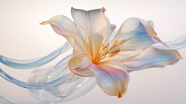  a close up of a flower on a white background with a blurry image of a flower on the bottom of the image and the bottom half of the flower.  generative ai