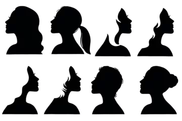 Poster Vector Woman's head with hairstyle black Illustration in various themes. Hand drawn collection. V21 © EssabryBusiness