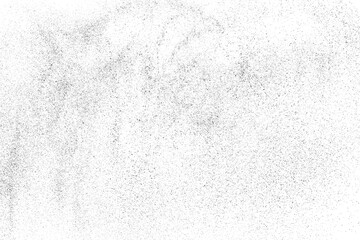 Distressed black texture. Dark grainy texture on white background. Dust overlay textured. Grain noise particles. Rusted white effect. Grunge design elements. Vector illustration.	