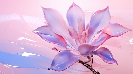  a close up of a pink flower on a pink and blue background with a blurry image of a flower on the left side of the top of the image.  generative ai