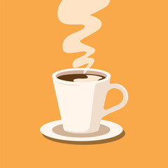 Coffee cup with smoke vector illustration. Coffee and tea steam vector clipart. Coffee cup, tea cup vector art.