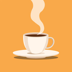 Coffee cup with smoke vector illustration. Coffee and tea steam vector clipart. Coffee cup, tea cup vector art.