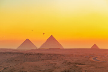 Fototapeta na wymiar The Great Pyramids of Egypt at dawn.