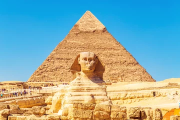 Foto op Canvas Pyramid of Khafre and the Great Sphinx. Great Egyptian pyramids. © lizavetta
