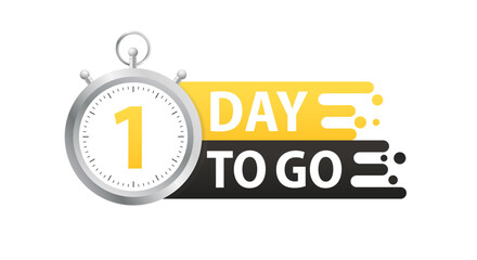 1 day until the final countdown. Promotional offer timer for one day before sale, 1 day only. Countdown timer. Clock icon. Time icon. Count time sale. Vector illustration