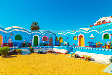 Colorful bright houses of a Nubian village.