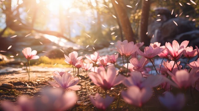 background plant petal sunny picturesque illustration spring floral, closeup fresh, park outdoor background plant petal sunny picturesque - Powered by Adobe