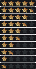 Rating. Gold stars on a dark background. Vector.