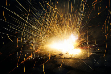 Firework explosion at Diwali night. Fireworks in the night. Sparks at night. Indian festival of...