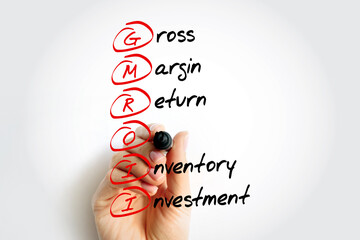 GMROII - Gross Margin Return on Inventory Investment acronym with marker, business concept...