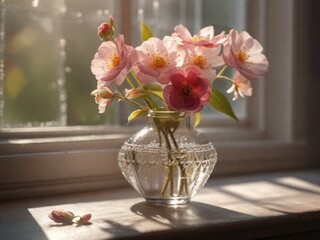 Radiant Blooms by the Window: A Flourishing Pot of Joy