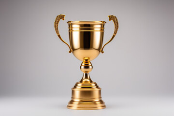 champion golden trophy placed on table, copy space ready for your design win concept.