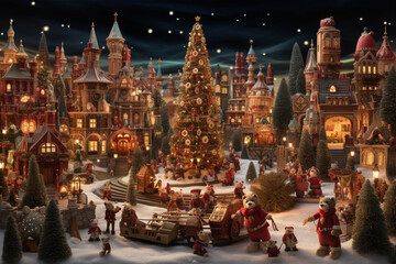 Fototapeta premium christmas market square, christmas city, North Pole