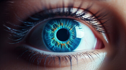 Fototapeta na wymiar Blue Eye Macro in Sterile Environment - Detailed Eye Study