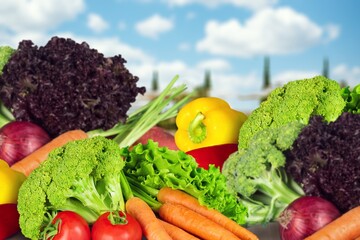 Raw fresh ripe healthy vegetable set