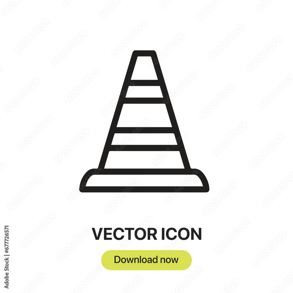 Aufkleber Traffic Cone icon vector. Linear-style sign for mobile concept and web design. Traffic Cone symbol illustration. Pixel vector graphics - Vector.