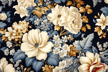 Elegant floral pattern with an aesthetic vintage style