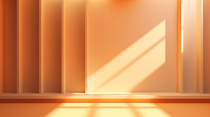 orange abstract geometric background for product presentation. Shadow and light from windows