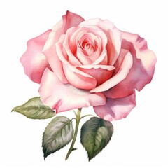 Watercolor Illustration of a Pink Rose