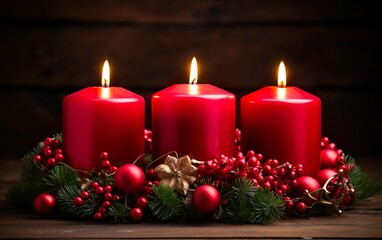 Obraz na płótnie Canvas Advent wreath with four burning candles