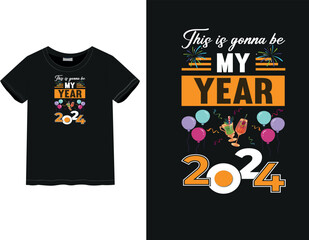 New year celebration Happy New Year, New Year 2024 | Typography style t-shirt design | male and female t-shirt	
