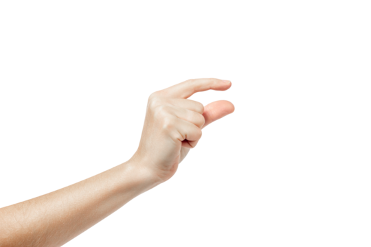 Pinch - gesture with hands on a white background. A little bit, short.