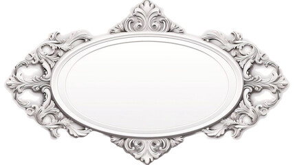 Empty isolated luxurious frame in white transparent background, generative AI.