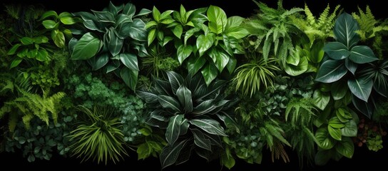  a group of different types of plants on a black background with a black background and a black background with a black border. - obrazy, fototapety, plakaty