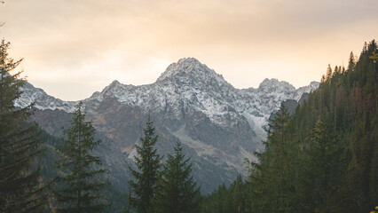 Alpine mountain landscape at sunset
