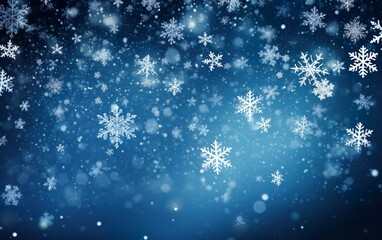 Fototapeta na wymiar Blue Christmas card with white snowflakes