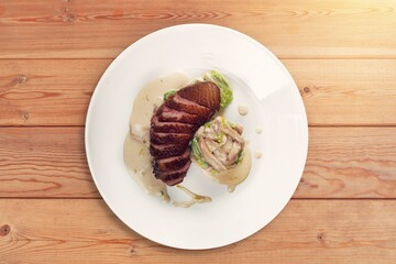 Medium rare fresh hot grilled beef steak