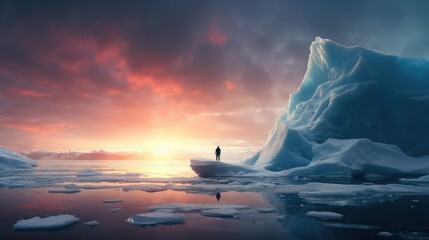 A Man on an Iceberg Landscape Photography