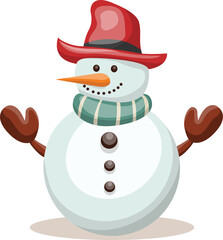 Snowman Christmas character Collection. Snowman set isolated. Vector illustration for Christmas design
