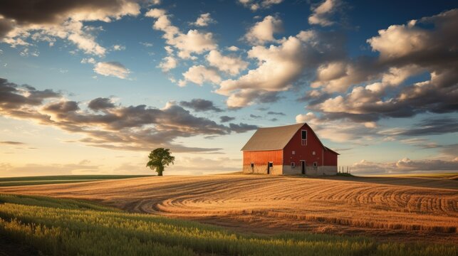 Barn in the middle of the Farm Landscape Photography