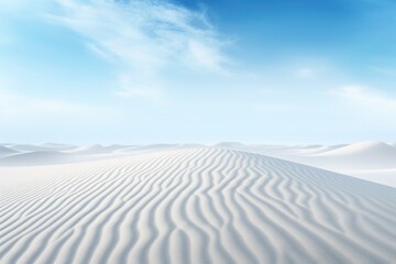 Blue and white background, sand dunes and beautiful clouds landscape