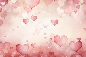 Pink Valentine background with hearts for St. Valentines day, invitation to the wedding, romantic postcard