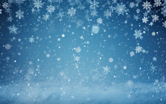 Christmas blue background with snow