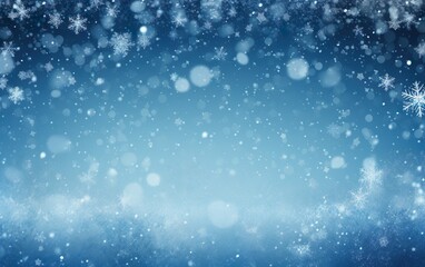 Christmas blue background with snow