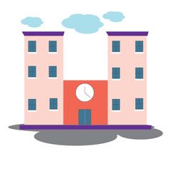 Vector illustration of school building. Welcome back to school.Buildings for city construction. Flat style. Eps 10