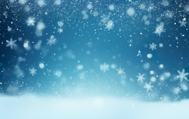 Fototapeta premium Christmas blue background with snow