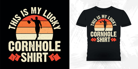 This Is My Lucky Cornhole Shirt Funny Cornhole Player Retro Vintage Cornhole T-shirt Design