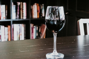 Red wine and books