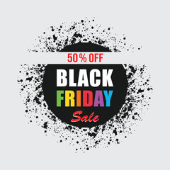 Vector Black Friday Sale on splashing grunge texture and a gray background