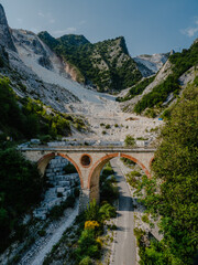 Ponti di Vara bridges in the Fantiscritti area of marble quarries near Carrara - obrazy, fototapety, plakaty